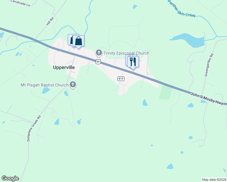 map of restaurants, bars, coffee shops, grocery stores, and more near 1170 Parker Street in Upperville