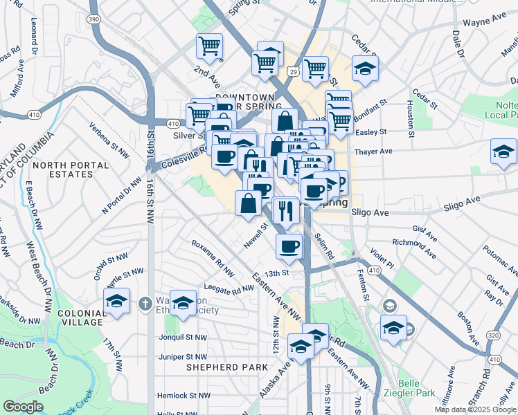 map of restaurants, bars, coffee shops, grocery stores, and more near 101 Independence Avenue Southeast in Washington