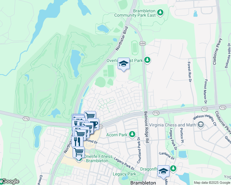 map of restaurants, bars, coffee shops, grocery stores, and more near 22770 Ferncrest Terrace in Ashburn