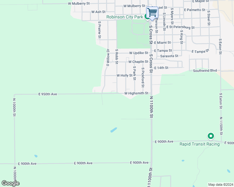 map of restaurants, bars, coffee shops, grocery stores, and more near 501 West Highsmith Street in Robinson