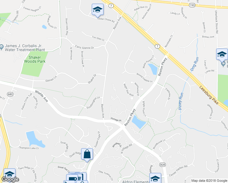 map of restaurants, bars, coffee shops, grocery stores, and more near 1234 Wild Hawthorn Way in Reston