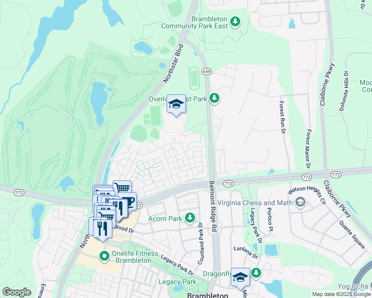 map of restaurants, bars, coffee shops, grocery stores, and more near 22652 Verde Gate Terrace in Ashburn