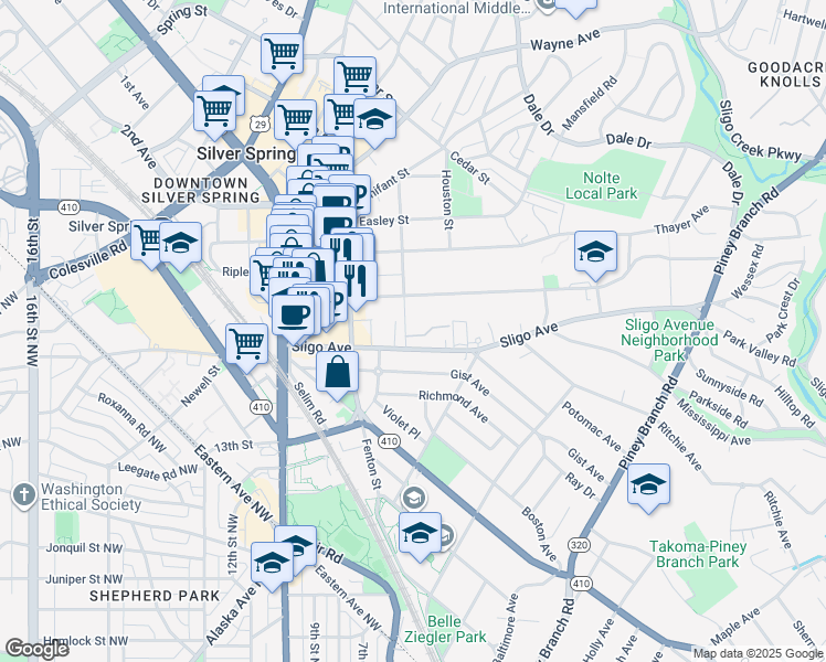map of restaurants, bars, coffee shops, grocery stores, and more near 101 Independence Avenue Southeast in Washington