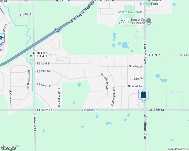 map of restaurants, bars, coffee shops, grocery stores, and more near 4211 Southeast Illinois Avenue in Topeka