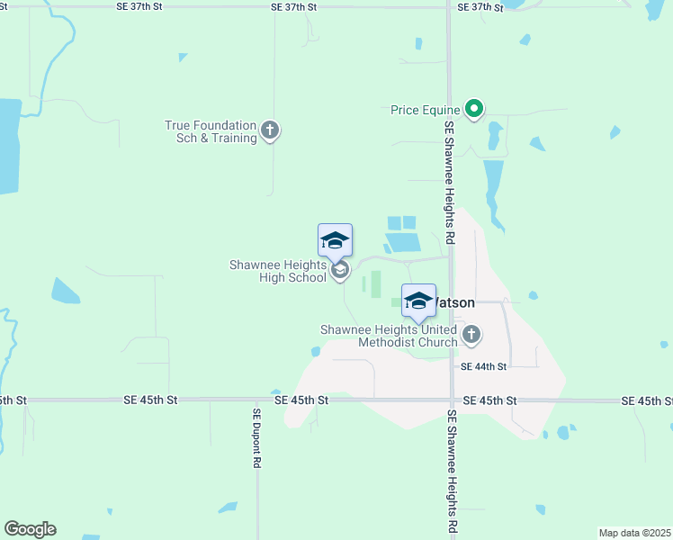 map of restaurants, bars, coffee shops, grocery stores, and more near 4201 Southeast Shawnee Heights Road in Tecumseh