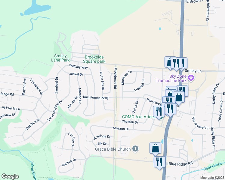 map of restaurants, bars, coffee shops, grocery stores, and more near 3923 Snowy Owl Drive in Columbia