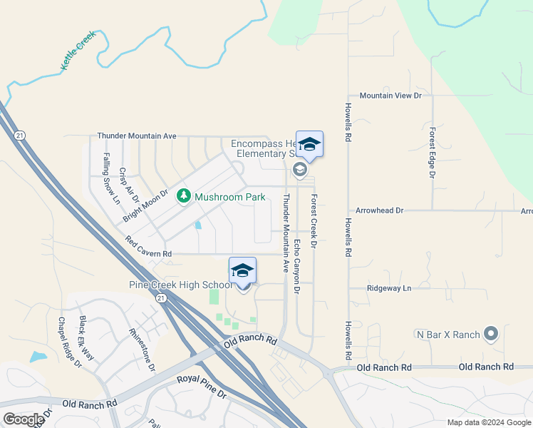 map of restaurants, bars, coffee shops, grocery stores, and more near 10857 Hidden Brook Circle in Colorado Springs