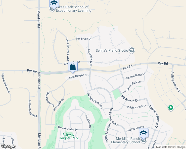 map of restaurants, bars, coffee shops, grocery stores, and more near 10973 Checo Way in Peyton