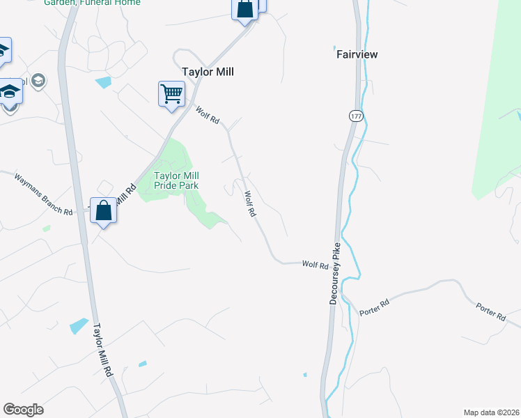 map of restaurants, bars, coffee shops, grocery stores, and more near 595 Valley View Drive in Taylor Mill