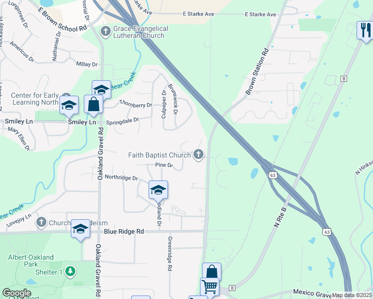 map of restaurants, bars, coffee shops, grocery stores, and more near 2809 Shingo Court in Columbia