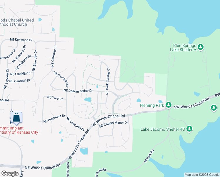 map of restaurants, bars, coffee shops, grocery stores, and more near 4403 Northeast Park Springs Court in Lee's Summit