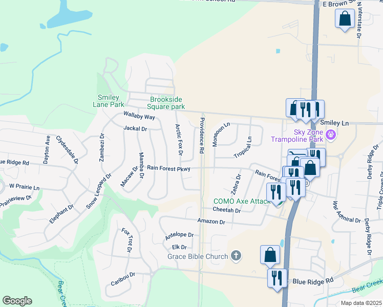map of restaurants, bars, coffee shops, grocery stores, and more near 3923 Snowy Owl Drive in Columbia