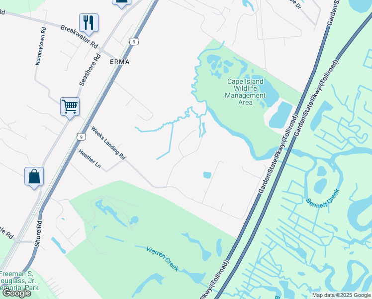 map of restaurants, bars, coffee shops, grocery stores, and more near 9 Regina Drive in Cape May