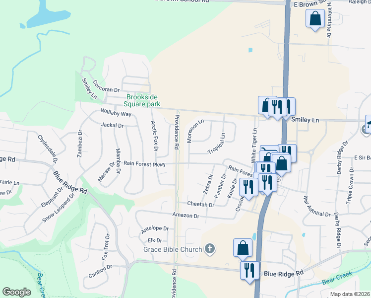 map of restaurants, bars, coffee shops, grocery stores, and more near 3907 Monsoon Lane in Columbia
