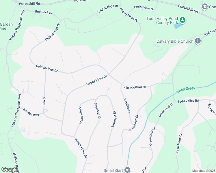 map of restaurants, bars, coffee shops, grocery stores, and more near 5833 Silverleaf Drive in Foresthill