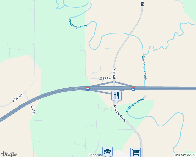 map of restaurants, bars, coffee shops, grocery stores, and more near 1966 2725 Avenue in Chapman