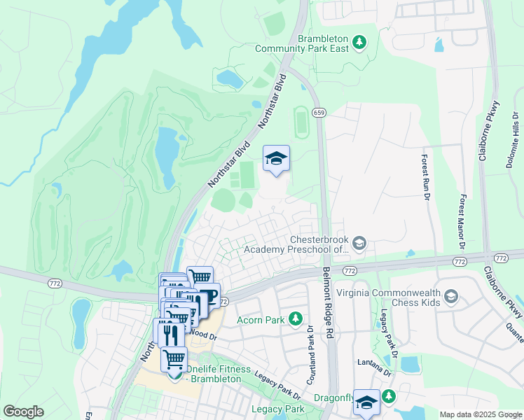 map of restaurants, bars, coffee shops, grocery stores, and more near 22589 Verde Gate Terrace in Ashburn