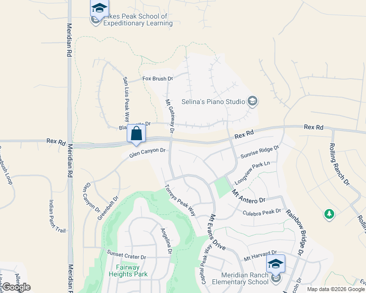 map of restaurants, bars, coffee shops, grocery stores, and more near 10953 Checo Way in Peyton