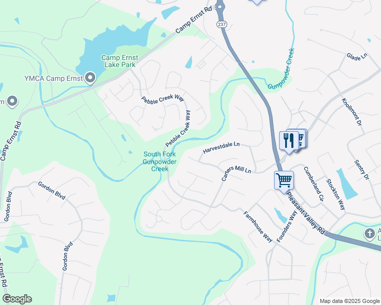 map of restaurants, bars, coffee shops, grocery stores, and more near 7080 Running Fox Court in Florence