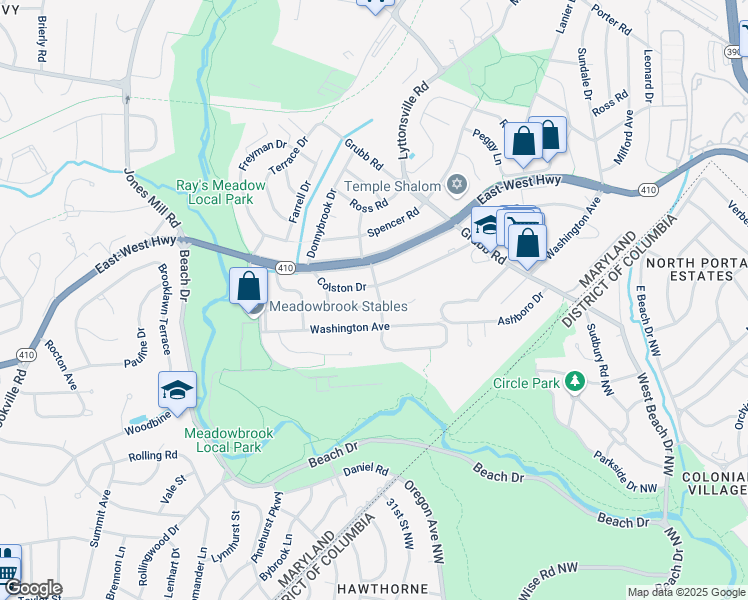 map of restaurants, bars, coffee shops, grocery stores, and more near 2701 Blaine Drive in Chevy Chase