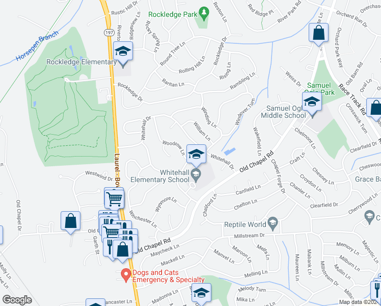 map of restaurants, bars, coffee shops, grocery stores, and more near 12316 Welling Lane in Bowie