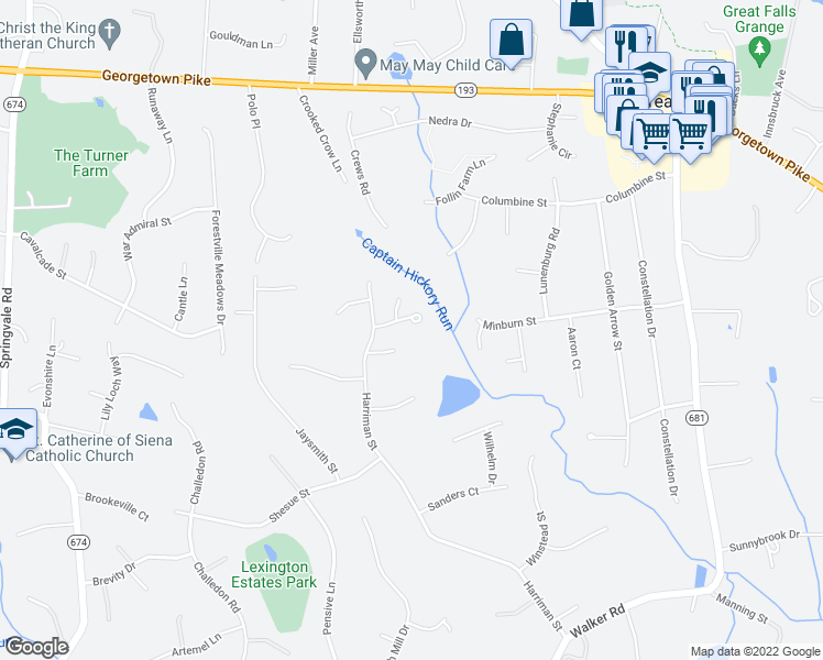 map of restaurants, bars, coffee shops, grocery stores, and more near 10251 Thistle Glen Lane in Great Falls