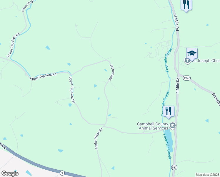 map of restaurants, bars, coffee shops, grocery stores, and more near 6953 Reitman Road in Alexandria