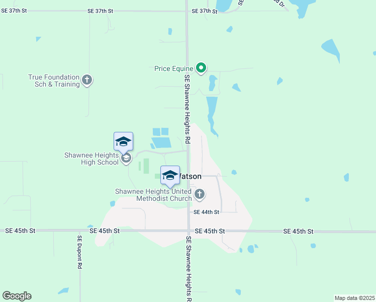 map of restaurants, bars, coffee shops, grocery stores, and more near 4201 Southeast Shawnee Heights Road in Tecumseh