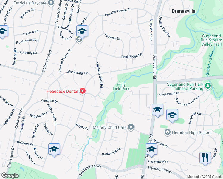 map of restaurants, bars, coffee shops, grocery stores, and more near 12600 Westlodge Court in Herndon