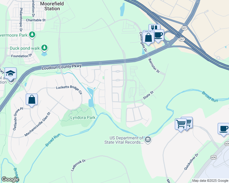map of restaurants, bars, coffee shops, grocery stores, and more near 43774 Trajans Column Terrace in Ashburn