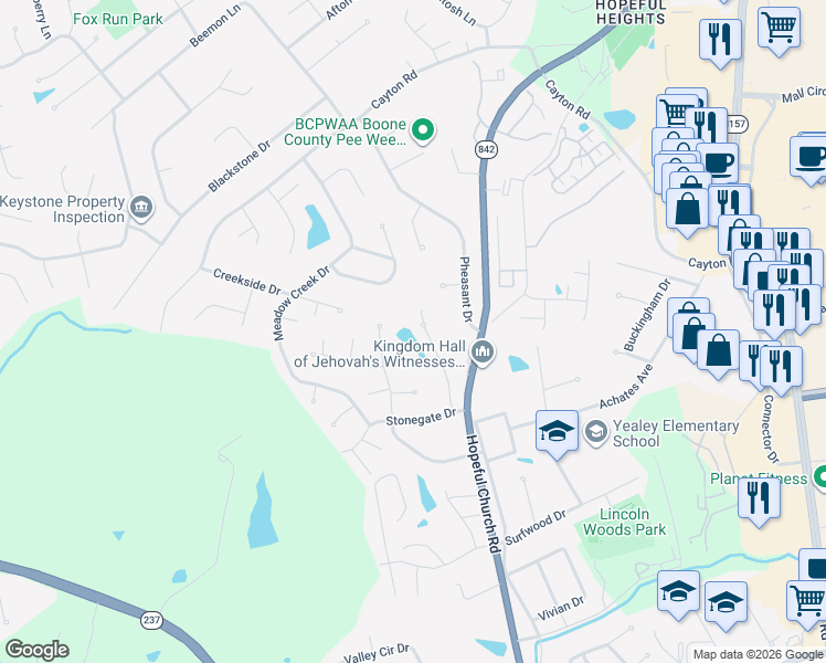 map of restaurants, bars, coffee shops, grocery stores, and more near 55 Surrey Court in Florence