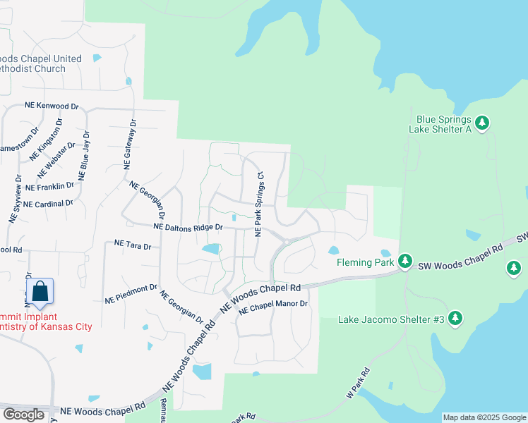 map of restaurants, bars, coffee shops, grocery stores, and more near 4419 Northeast Park Springs Court in Lee's Summit