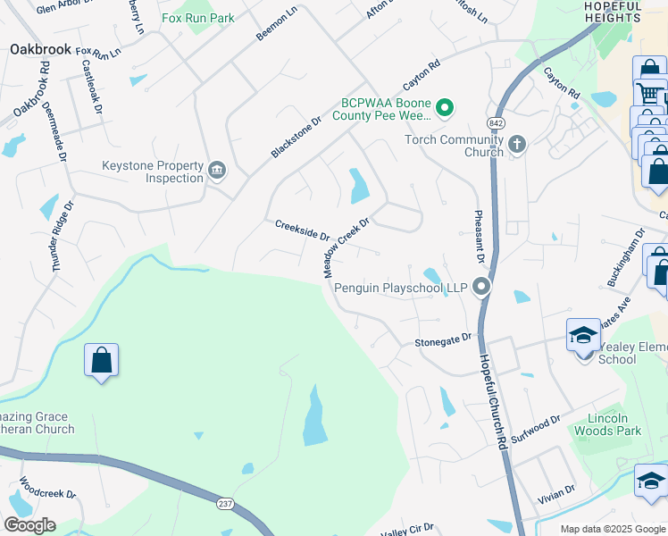 map of restaurants, bars, coffee shops, grocery stores, and more near 76 West Cobblestone Court in Florence
