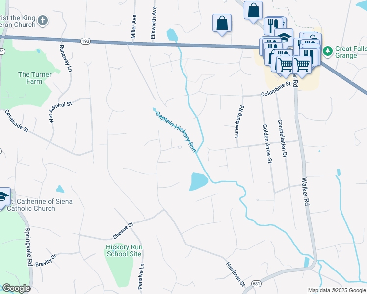 map of restaurants, bars, coffee shops, grocery stores, and more near 10251 Thistle Glen Lane in Great Falls