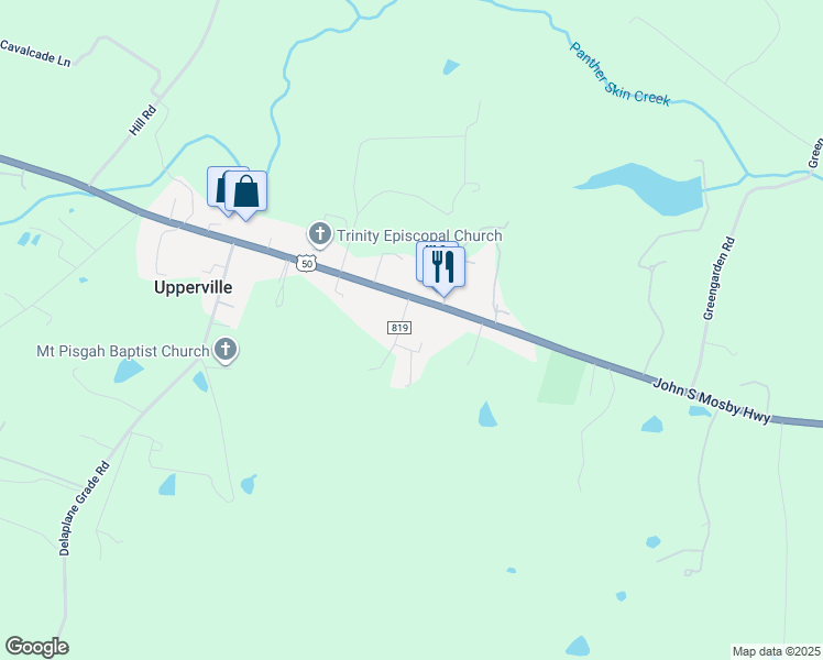 map of restaurants, bars, coffee shops, grocery stores, and more near 1159 Parker Street in Upperville