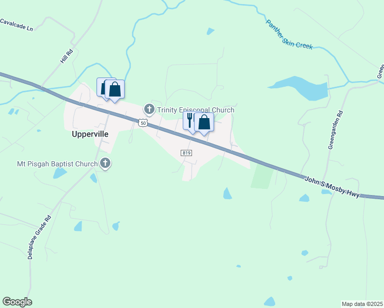 map of restaurants, bars, coffee shops, grocery stores, and more near 1159 Parker Street in Upperville