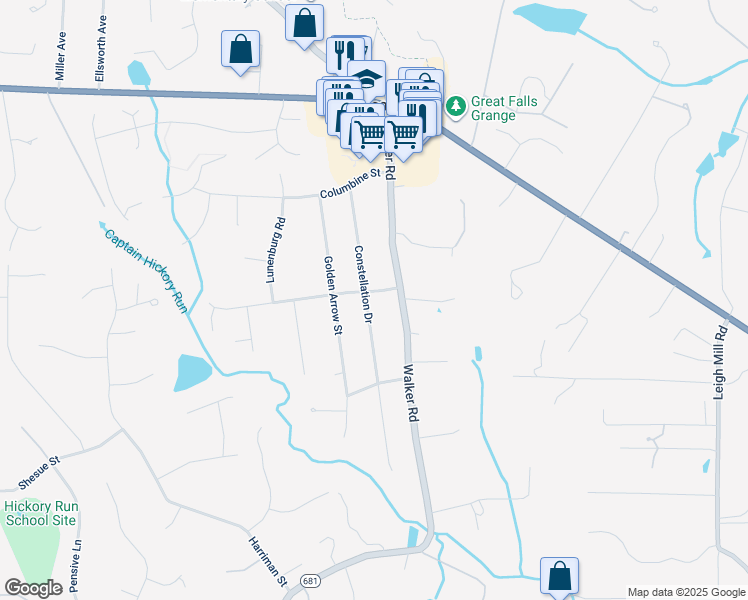 map of restaurants, bars, coffee shops, grocery stores, and more near 837 Constellation Drive in Great Falls
