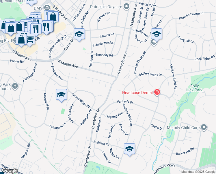 map of restaurants, bars, coffee shops, grocery stores, and more near 22 Cinnamon Court in Sterling