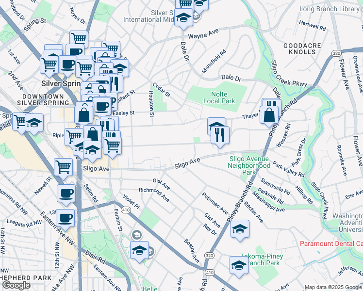map of restaurants, bars, coffee shops, grocery stores, and more near 101 Independence Avenue Southeast in Washington