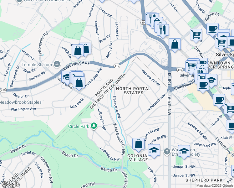 map of restaurants, bars, coffee shops, grocery stores, and more near 8169 East Beach Drive Northwest in Washington