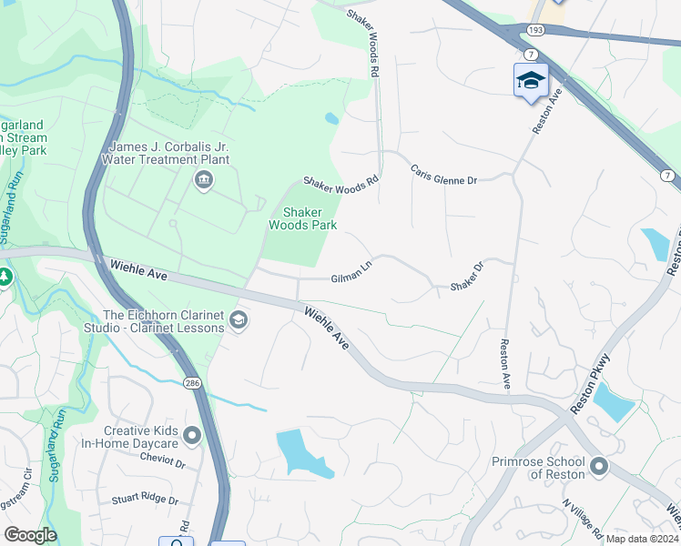 map of restaurants, bars, coffee shops, grocery stores, and more near 11674 Gilman Lane in Herndon