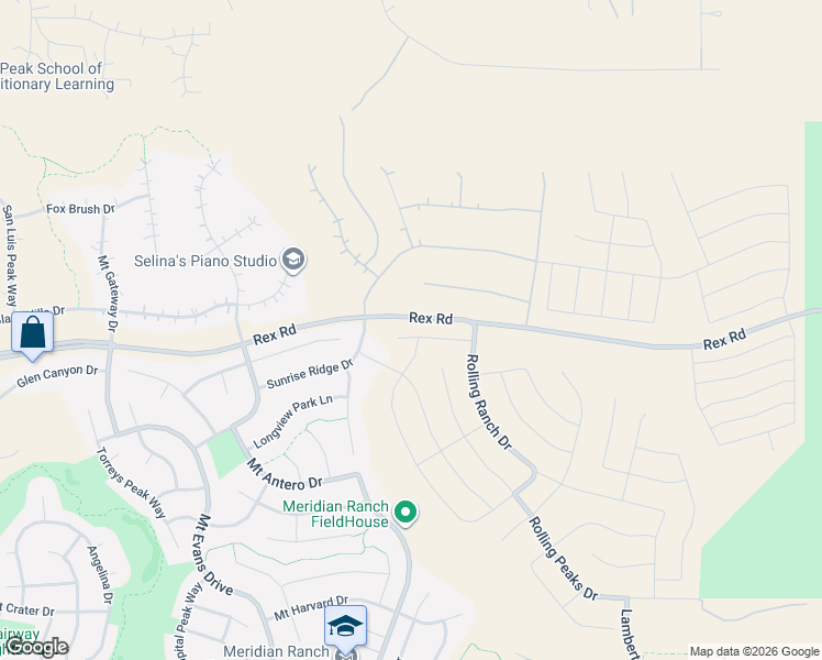 map of restaurants, bars, coffee shops, grocery stores, and more near 12311 Rex Road in Peyton