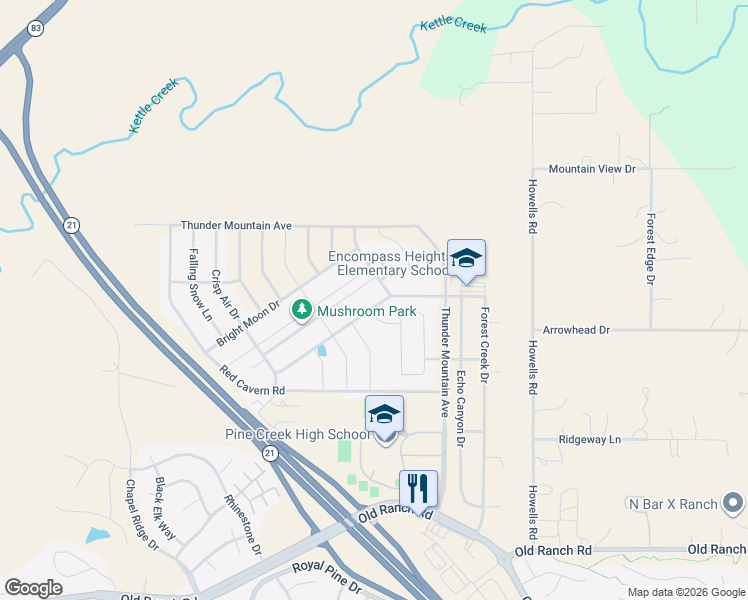 map of restaurants, bars, coffee shops, grocery stores, and more near 3350 Daydreamer Drive in Colorado Springs