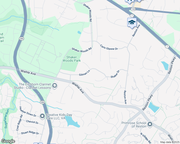 map of restaurants, bars, coffee shops, grocery stores, and more near 11665 Gilman Lane in Herndon