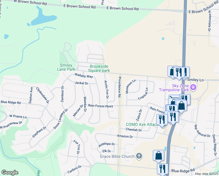 map of restaurants, bars, coffee shops, grocery stores, and more near 4019 Snowy Owl Drive in Columbia