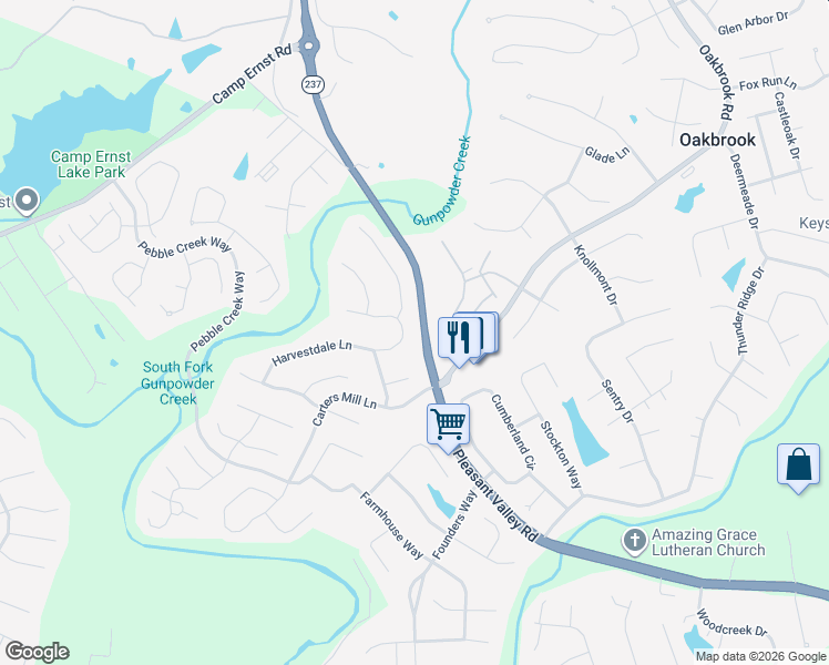 map of restaurants, bars, coffee shops, grocery stores, and more near 7463 Harvestdale Lane in Florence