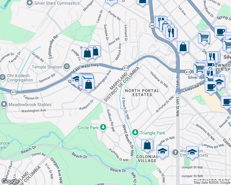 map of restaurants, bars, coffee shops, grocery stores, and more near 3300 West Beach Terrace Northwest in Washington