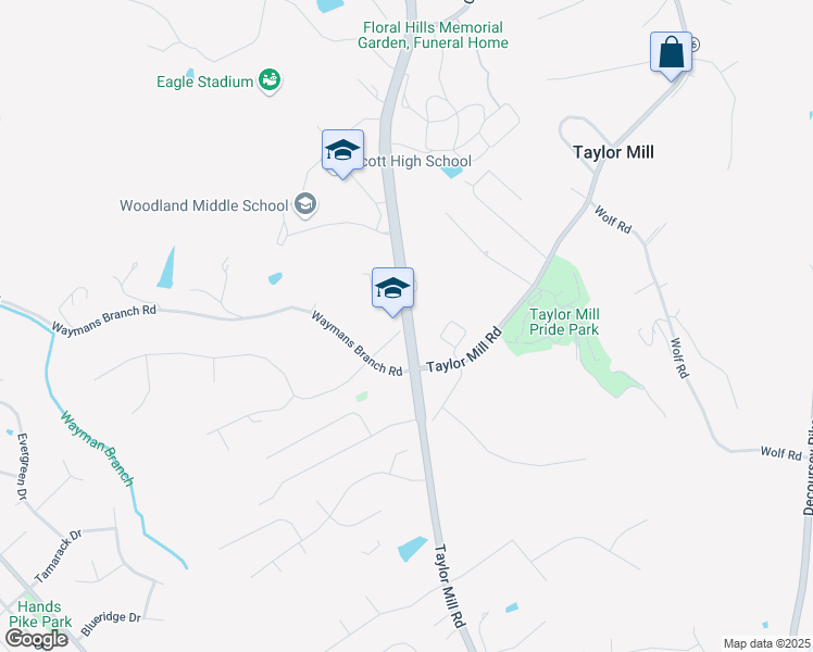 map of restaurants, bars, coffee shops, grocery stores, and more near 5399 Old Taylor Mill Road in Taylor Mill