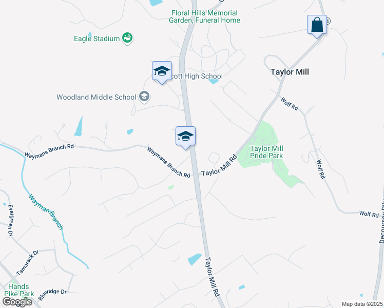 map of restaurants, bars, coffee shops, grocery stores, and more near 5399 Old Taylor Mill Road in Taylor Mill