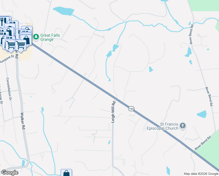 map of restaurants, bars, coffee shops, grocery stores, and more near 9500 Georgetown Pike in Great Falls